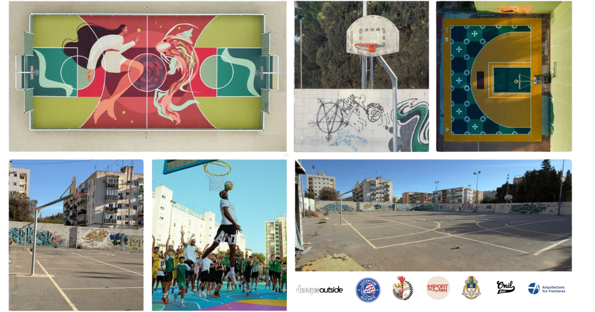 Nou Alacant se transforma: el proyecto ‘Floreciendo’ recupera tres canchas de baloncesto con arte y comunidad